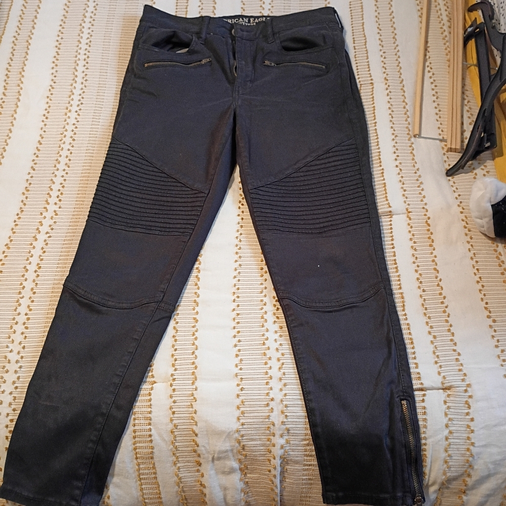 American Eagle Women's Black Biker Style Denim